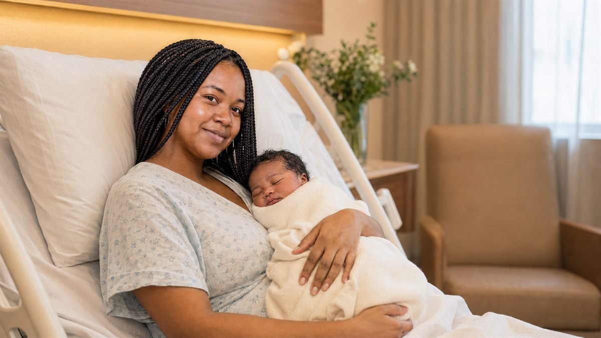 Do pré-natal ao parto: direitos em cada etapa Mãe com recém-nascido após o parto com direitos garantidos