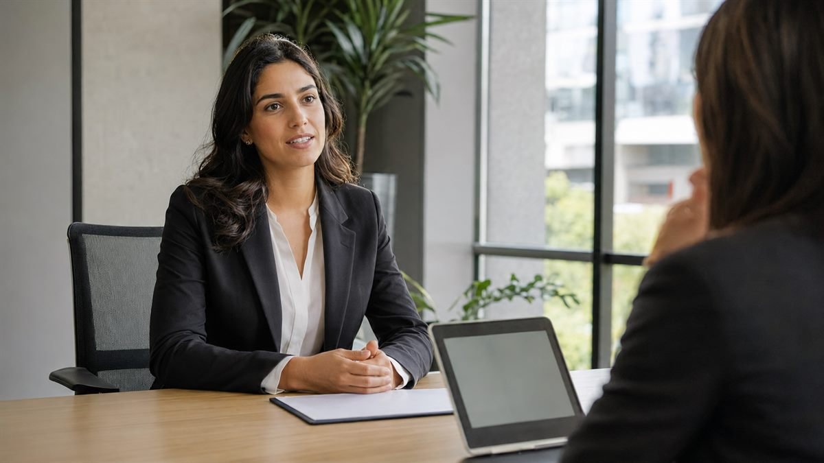 Candidata em entrevista sem precisar fazer exame de gravidez na admissão