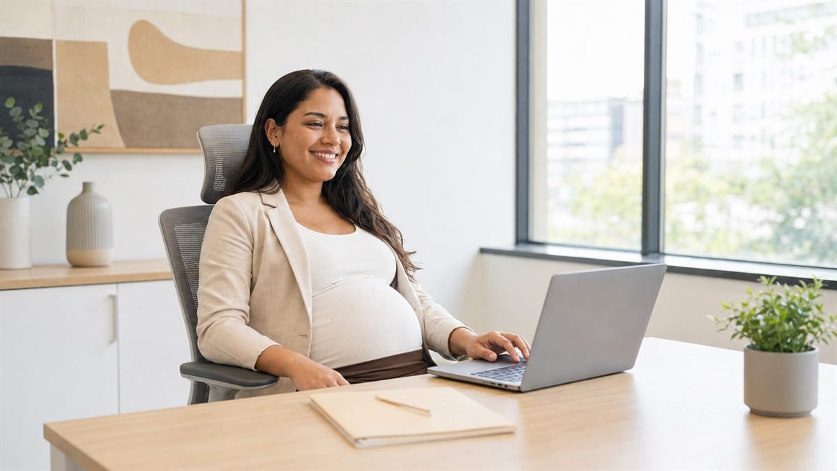 Readaptação temporária, com volta garantida Gestante em função adaptada, trabalhando com segurança e conforto