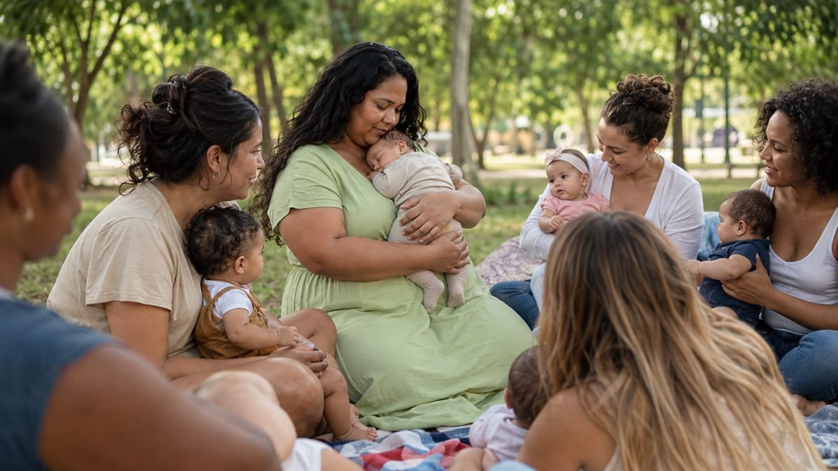 Cada mãe que amamenta em paz abre caminho para a próxima Mães juntas defendendo o direito de amamentar em público