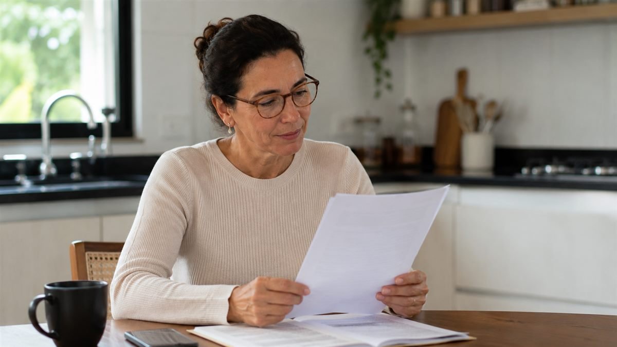 Mãe lendo a decisão judicial sobre a duração da pensão