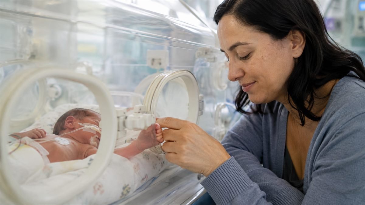 Pais acompanhando o bebê prematuro na UTI neonatal Pais acompanhando o bebê prematuro na UTI neonatal
