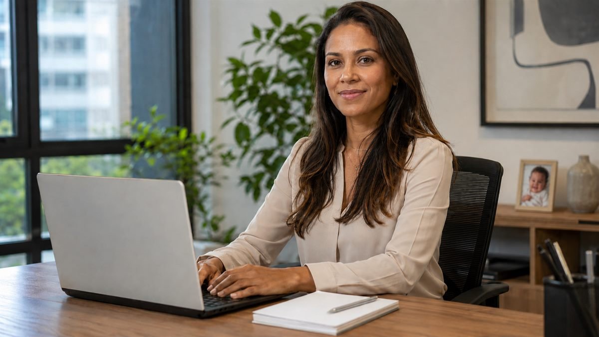 O mês de ouro: volta ao trabalho com proteção ativa Mãe de volta ao trabalho protegida pela estabilidade depois do parto