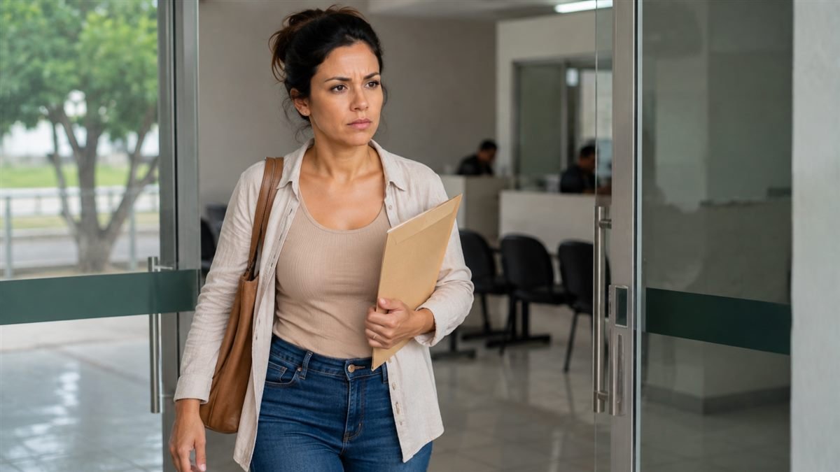Mãe entrando na Defensoria para cobrar a pensão atrasada