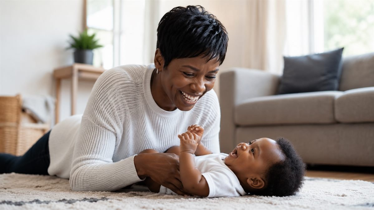 Mãe em casa com o bebê depois de decidir sair do emprego