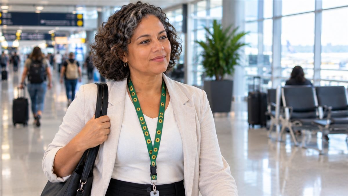 O cordão de girassol é um símbolo internacional, sem lei federal única Uso do cordão de girassol em aeroporto para sinalizar deficiência oculta