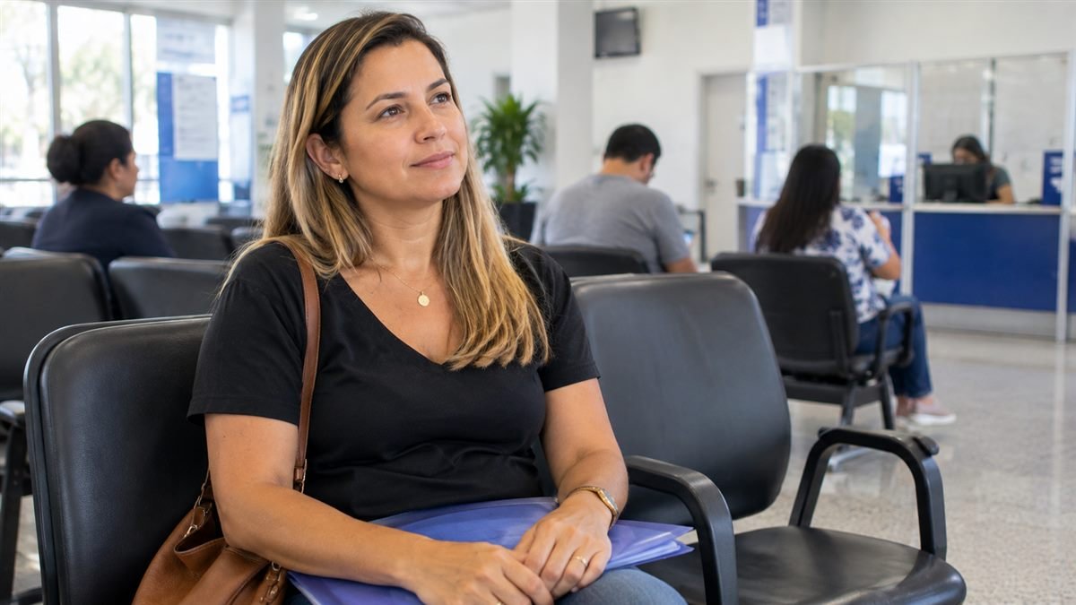 Sala de espera do atendimento gratuito da Defensoria Pública