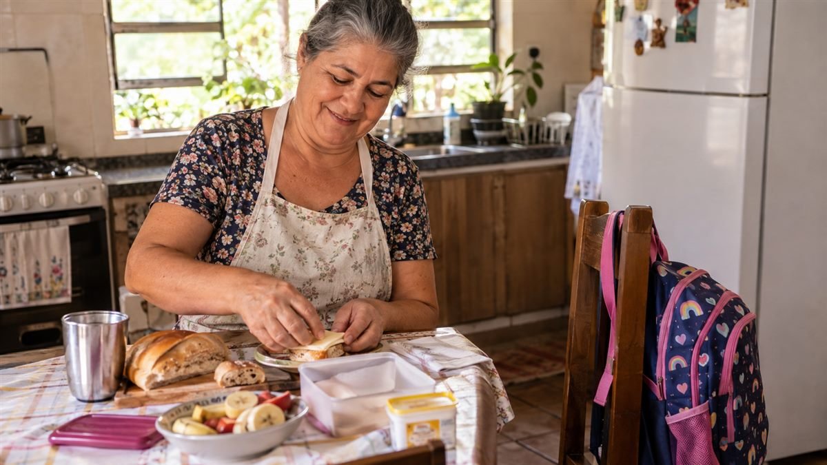 Avó cuidando do neto em casa, a rotina que a guarda de fato já é