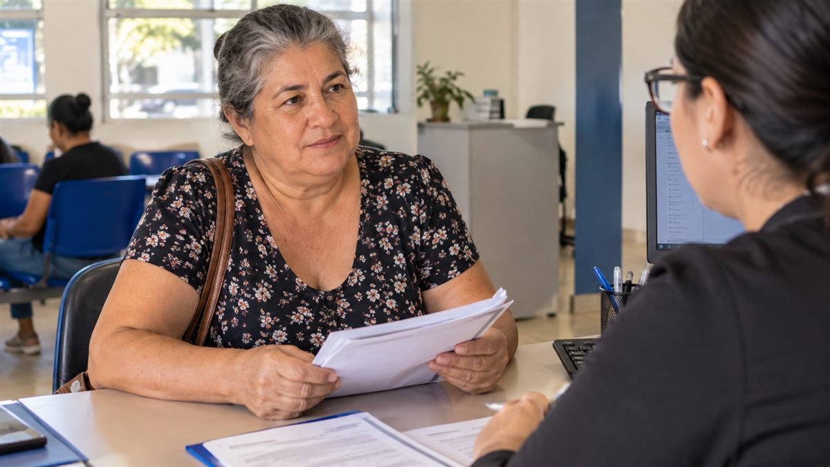 Avó levando os documentos para pedir a guarda do neto