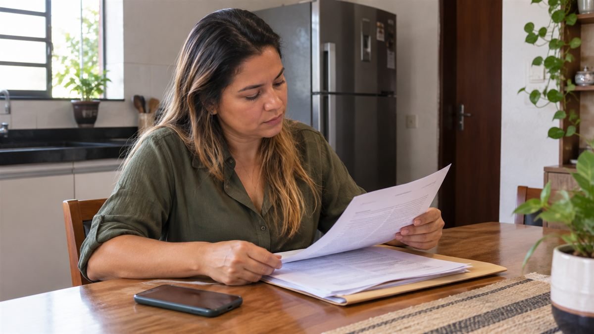 Mãe lendo a decisão judicial que definiu a visita supervisionada